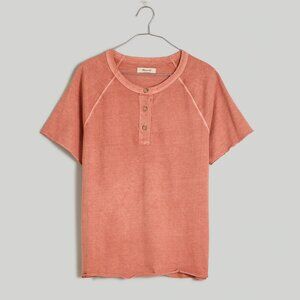 Madewell Garment-Dyed Raglan Henley Tee - Dried Rose